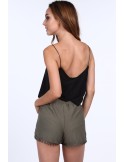 Khaki shorts with pompoms 20441 - Online store - Boutique